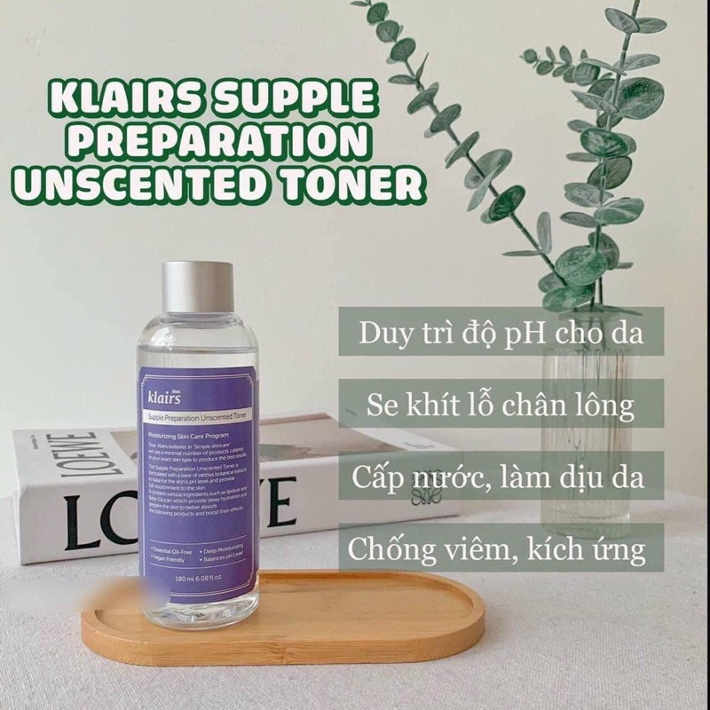 Nước hoa hồng Klairs Supple Preparation Facial / Unscented 180ml