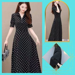 Váy Xòe Nữ, Đầm Công Sở Nữ Cổ Sơ Mi Phối Nút Cực Chất Xô Lụa Cao Cấp Hàng Quảng Châu Loại 1.