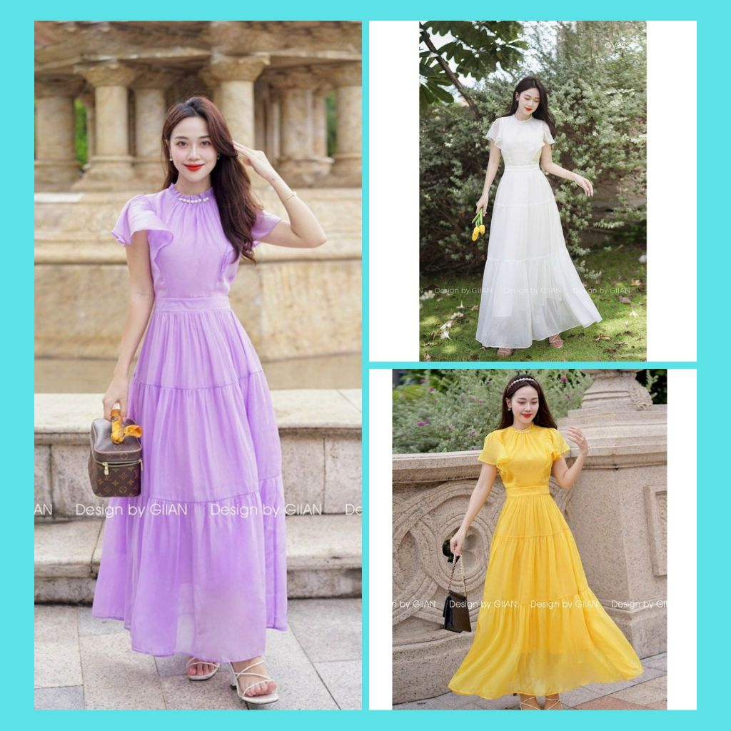 Đầm Maxi Đi Biển, Váy Đầm Maxi Dáng Dài Tay Hoa Sen Vải Voan 2 Lớp Cao Cấp Siêu Sang MP19