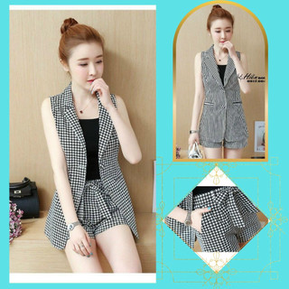 Set 3 Món Vest,Áo Vest Nữ, Áo Ống Kèm Quần Short Hoa Văn  Cách Điệu Chất Kaki Thun Hàng Quảng Châu Cao Cấp.
