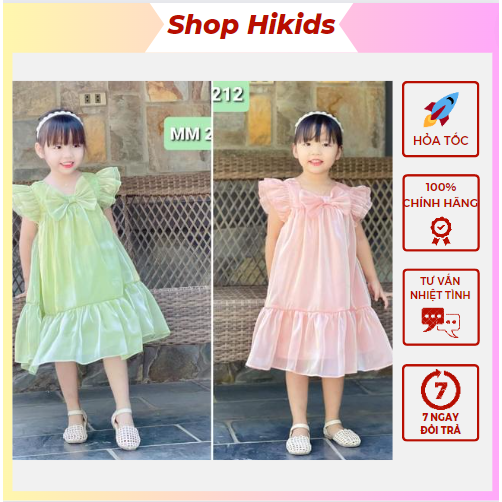 Đầm Bé Gái 1-5 Tuổi 8-21kg Váy Xinh Cho Bé Tơ Óng Phối Màu Độc Lạ Lót Cotton Mềm Thấm Hút Sofia Quà Sinh Nhật, Tết