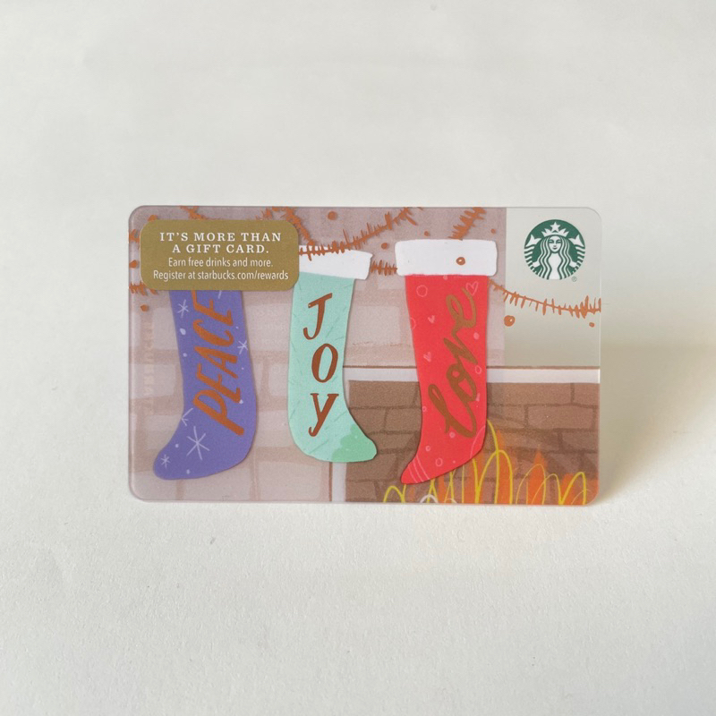 1044-45 THẺ STARBUCKS NHỰA US 2017 PEACE JOY LOVE, thẻ có trầy (thẻ đã sử dụng, dùng để sưu tầm)