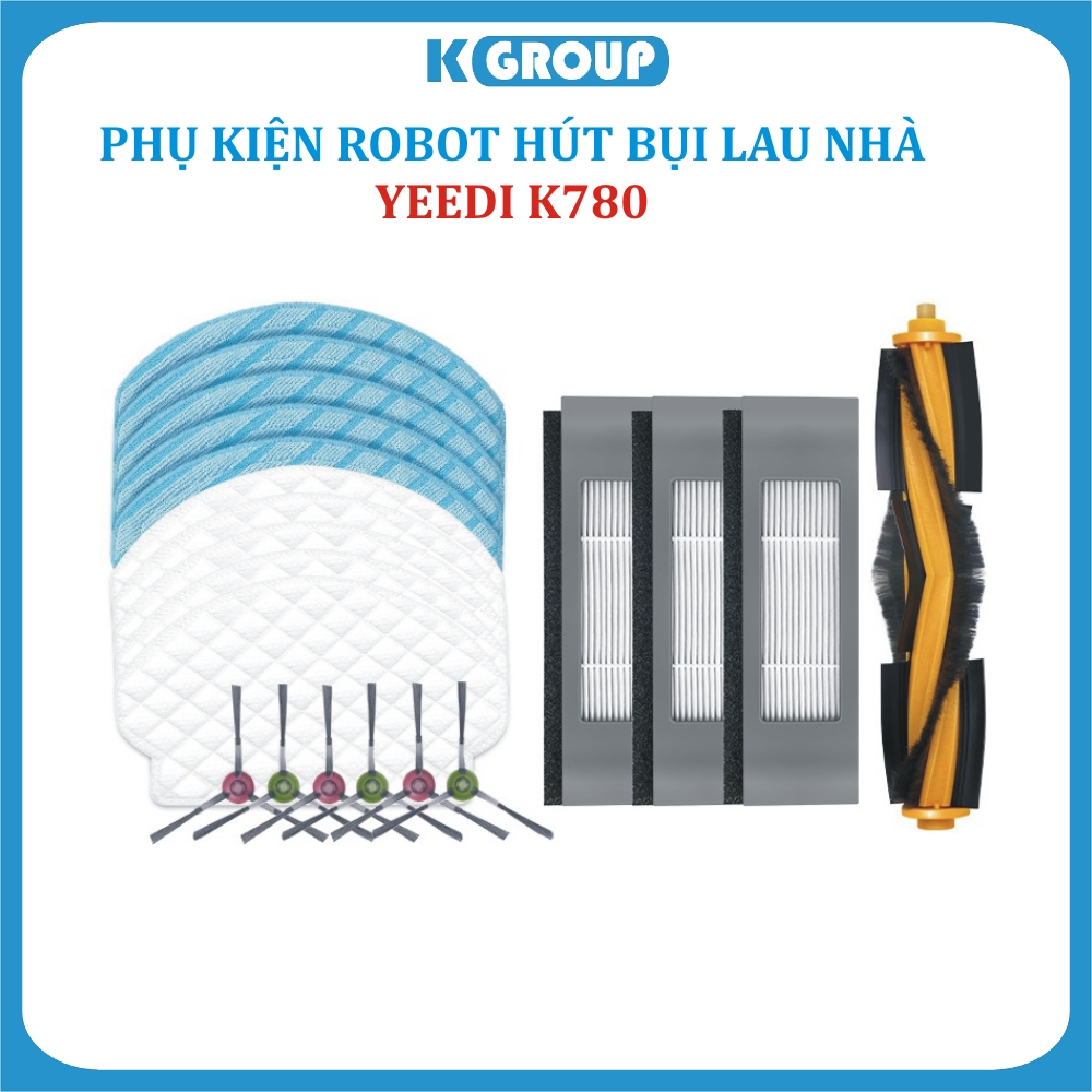 Phụ kiện khăn lau, giẻ lau, chổi cạnh, quét, chổi chính, Chổi giữa, chổi cuộn Robot hút bụi Yeedi K780