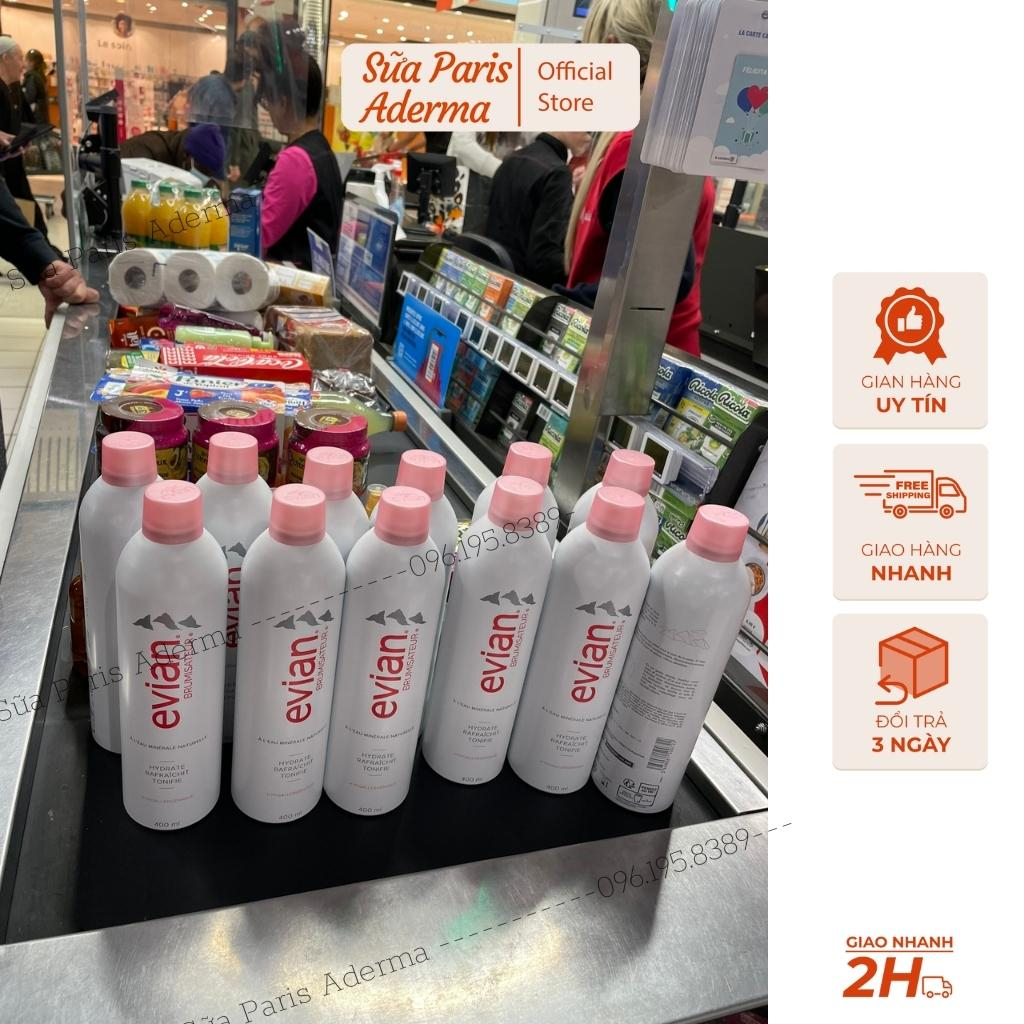 Xịt khoáng evian chai 400ml, bản nội địa pháp, bil đầy đủ- dưỡng da, cân bằng da, chăm sóc da tốt hơn_Sữa Paris Aderma