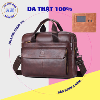 Combo túi đeo chéo da bò nam đựng laptop 17 inch công sở AM02 + Miếng lót chuột máy tính đa năng