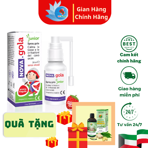 Xịt họng keo ong Nova Gola 30ml hỗ trợ giảm ho ngứa rát họng an toàn cho bé