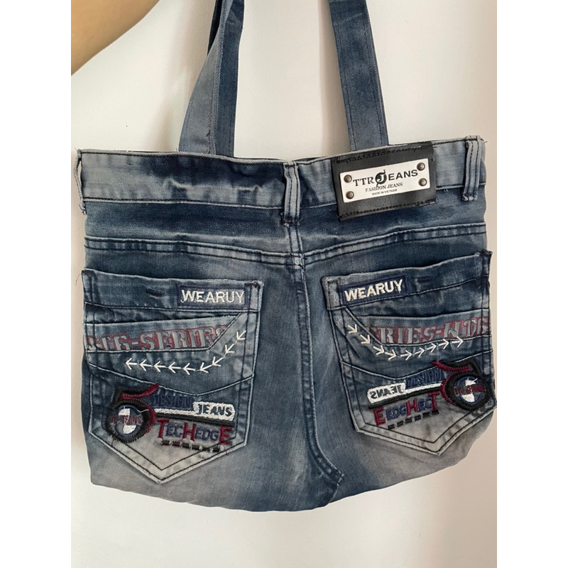 Túi jeans tote nhà tui tự may