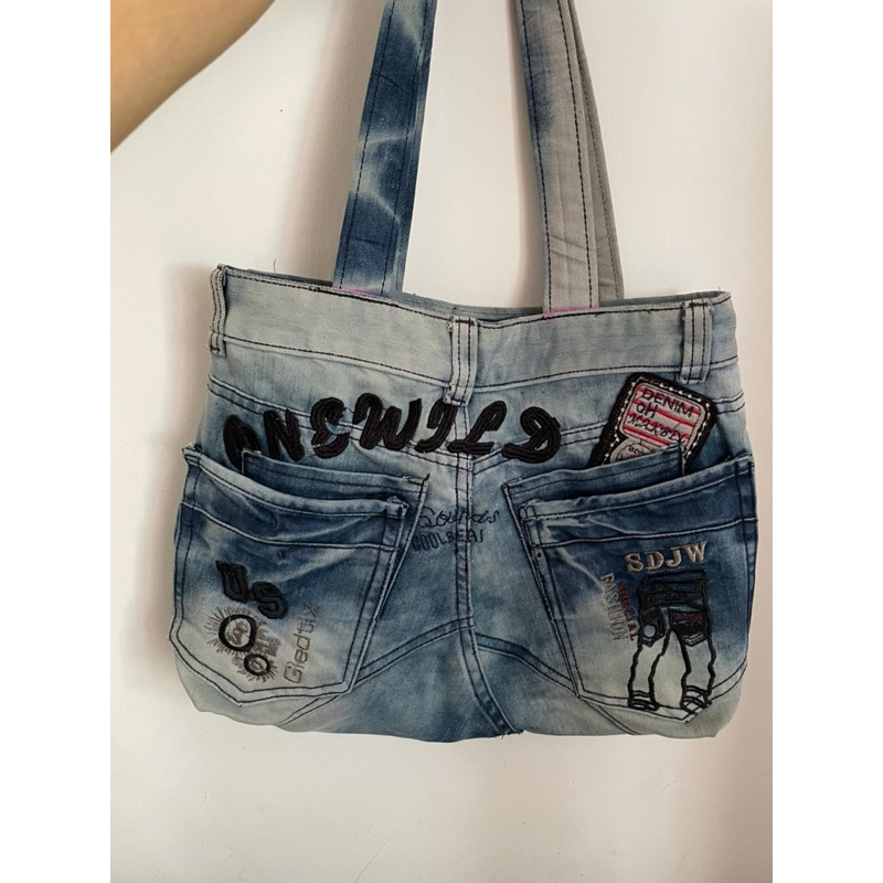 Túi jeans tote nhà tui tự may