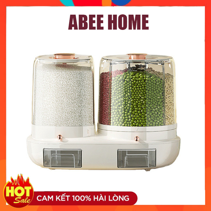 💥HOT💥 Thùng đựng gạo hiện đại tiện 2 ngăn Chứa lợi đa năng - Thùng Gạo Cao cấp Nhựa PP bền đẹp Dung tích 23kg PR106