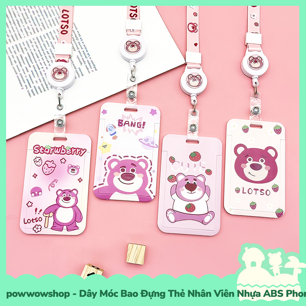 Dây Móc Bao Đựng Thẻ Nhân Viên Dọc Nhựa ABS Phong Cách Nhân Vật Hoạt Hình Gấu Dâu Lotso Bear Bang!
