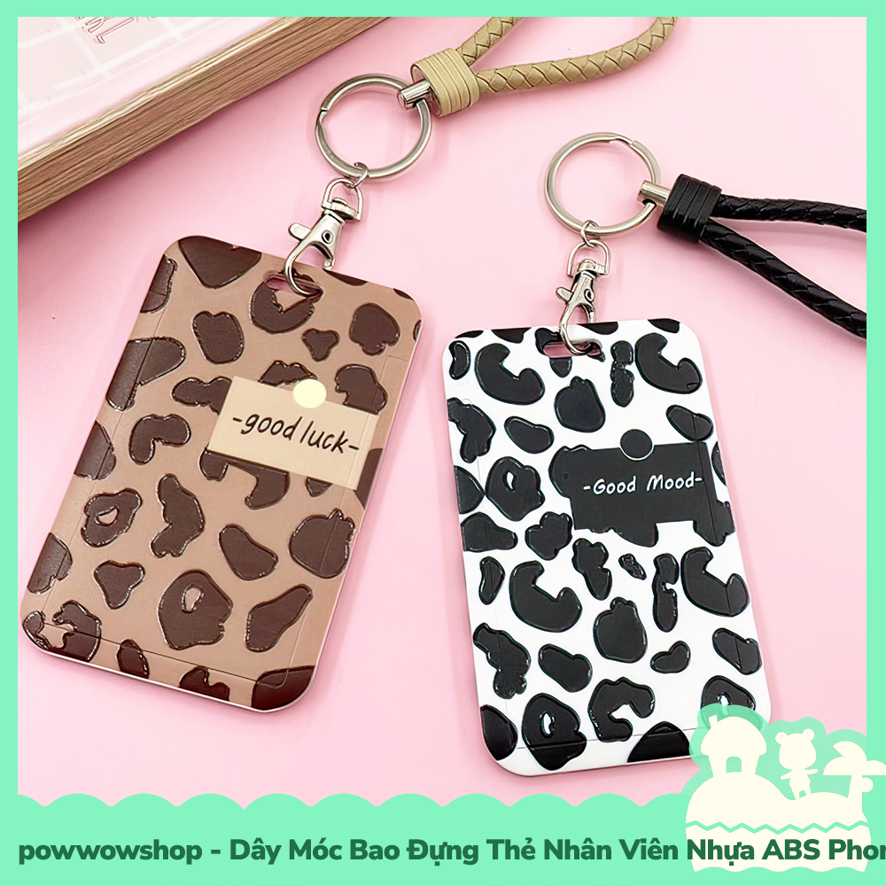 [Sẵn VN - Hỏa Tốc] Dây Móc Bao Đựng Thẻ Nhân Viên Dọc Nhựa ABS Phong Cách Cổ Điển Da Beo Leopard Thú Vị