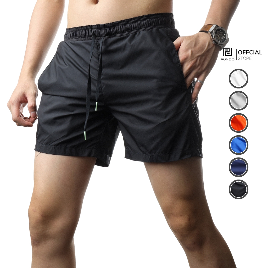 Quần short nam đi biển vải dù, hoạ tiết đơn giản có dây rút PUNDO QSPD23