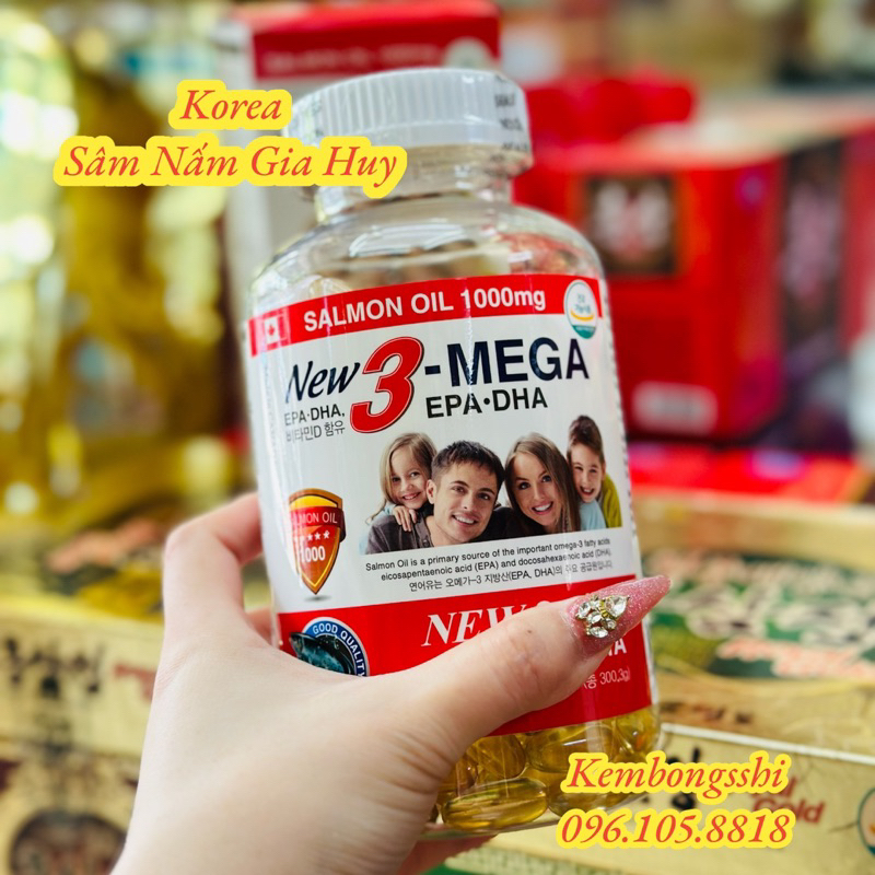 Dầu cá gia đình 3 mega bổ sung DHA, Hộp 300 Viên [HỘP ĐỎ GIA ĐÌNH]