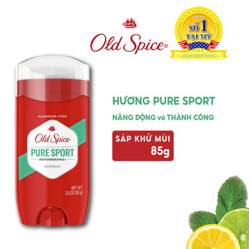 Old Spice Pure Sport High Endurance Deodorant Lăn khử mùi dạng sáp Hương Pure Sport Năng Động, Mỹ (85g)