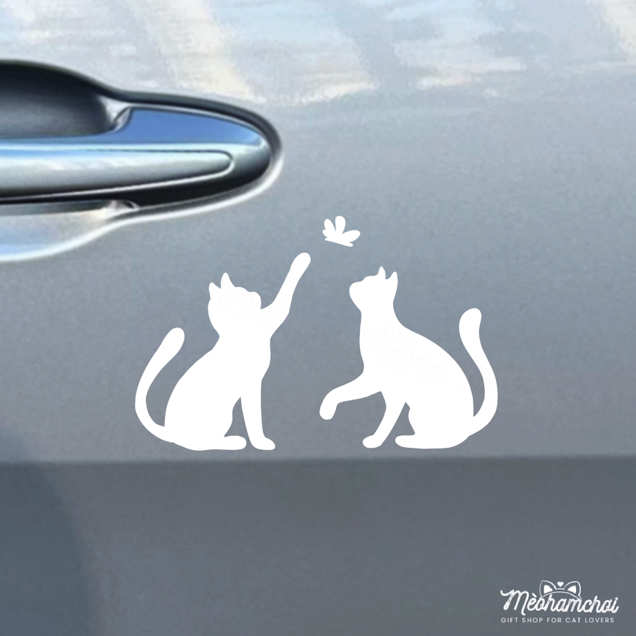 Decal mèo che vết xước xe ô tô | Decal trang trí xe hơi không thấm nước | Mèo Ham Chơi