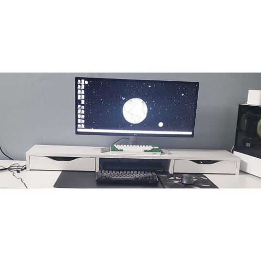 Kệ màn hình 2 ngăn kéo IKEA gỗ MDF Minh Long Chống ẩm FREE SHIP HN.