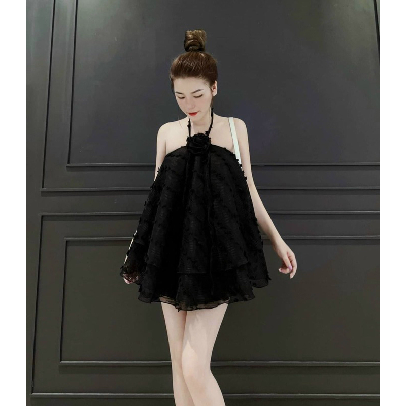 Sét Đồ Bộ Cổ Yếm Bèo Tầng Xoè mix quần đùi dễ thương chất vải XÔ BÔNG y mẫu