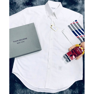 TB - ÁO SƠ MI NAM NỮ TAY NGẮN OXFORD THOM BROWN, TRẮNG VÀ XANH, VIỀN 4 SỌC NAVY XÁM ĐỎ, ĐỦ TAGS, CỜ SAU GÁY, MENSWEAR