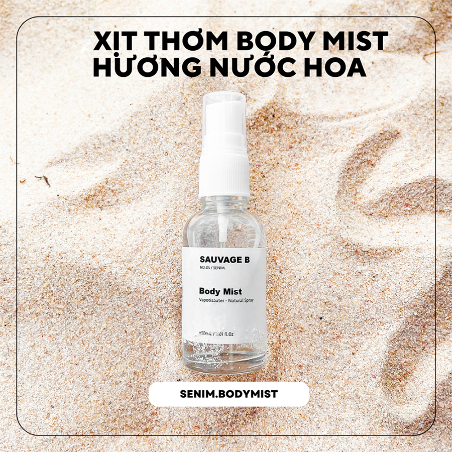 Body mist nam nữ hương nước hoa Sauvage B, xịt thơm body mist mini hương thơm sang trọng 30mL
