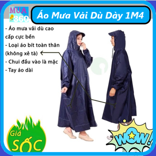 Áo mưa vải dù dày 1m4 - áo mưa người lớn vải dù 2 lớp
