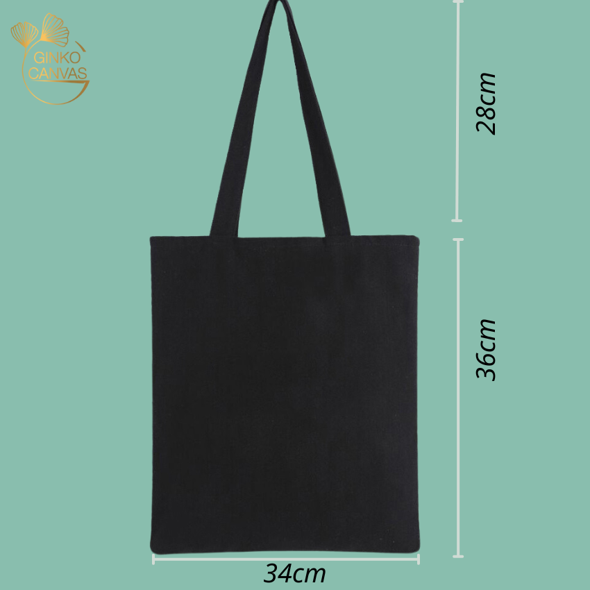 Túi Tote GINKO Vải Canvas có dây kéo khóa (có túi con bên trong) in hình họa tiết Mèo cute HT40