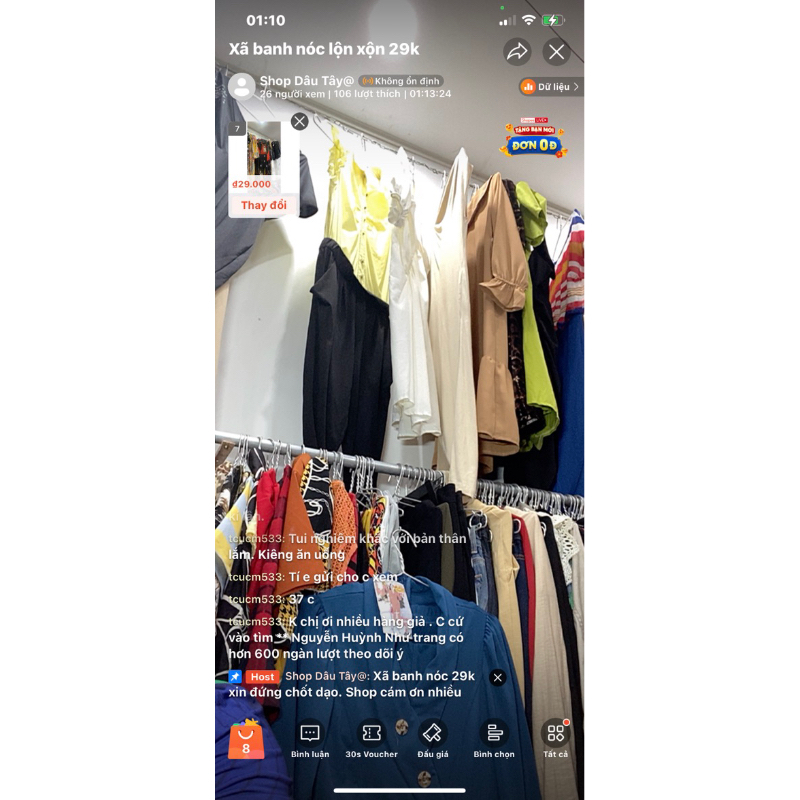 đồ khách lựa live