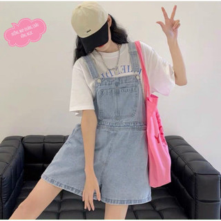 Quần yếm sooc bò hai túi beu, quần sooc jeans denim dạng yếm dáng ngắn ulzzang hàn quốc