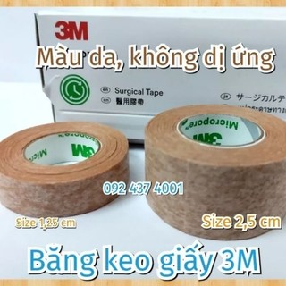 Băng keo giấy y tế, thẩm mỹ 3m micropore, màu da.