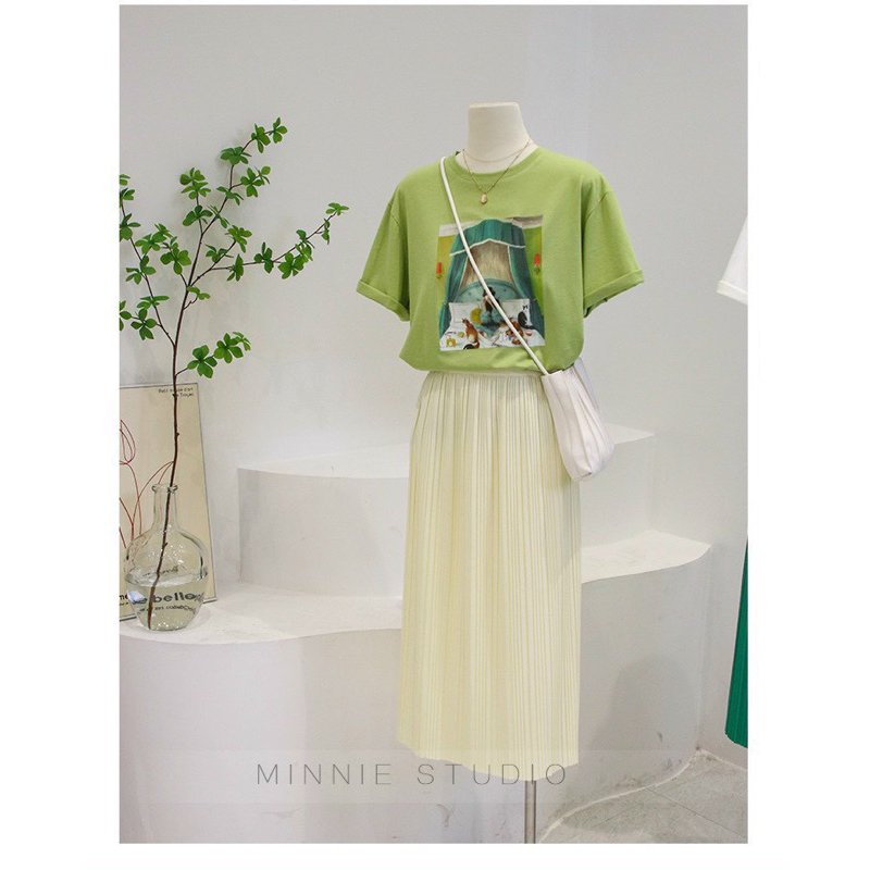 Chân váy xếp ly nhỏ dáng dài chuẩn QC hot hit