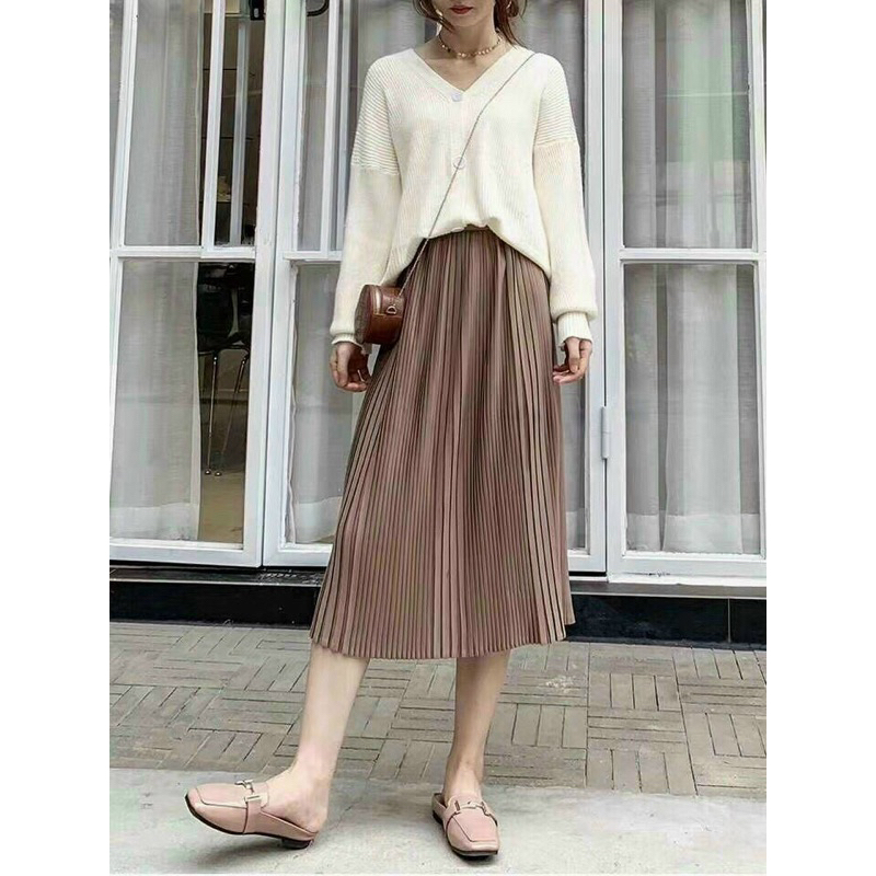 Chân váy xếp ly nhỏ dáng dài chuẩn QC hot hit