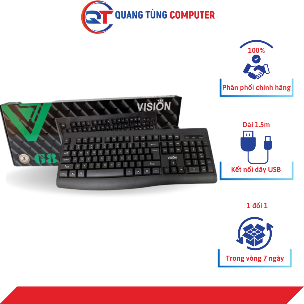 Bàn phím máy tính VISION G8 usb chính hãng - Có bảo hành