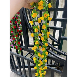 hoa giả,dây hoa trang trí,dây xích Hồng nụ