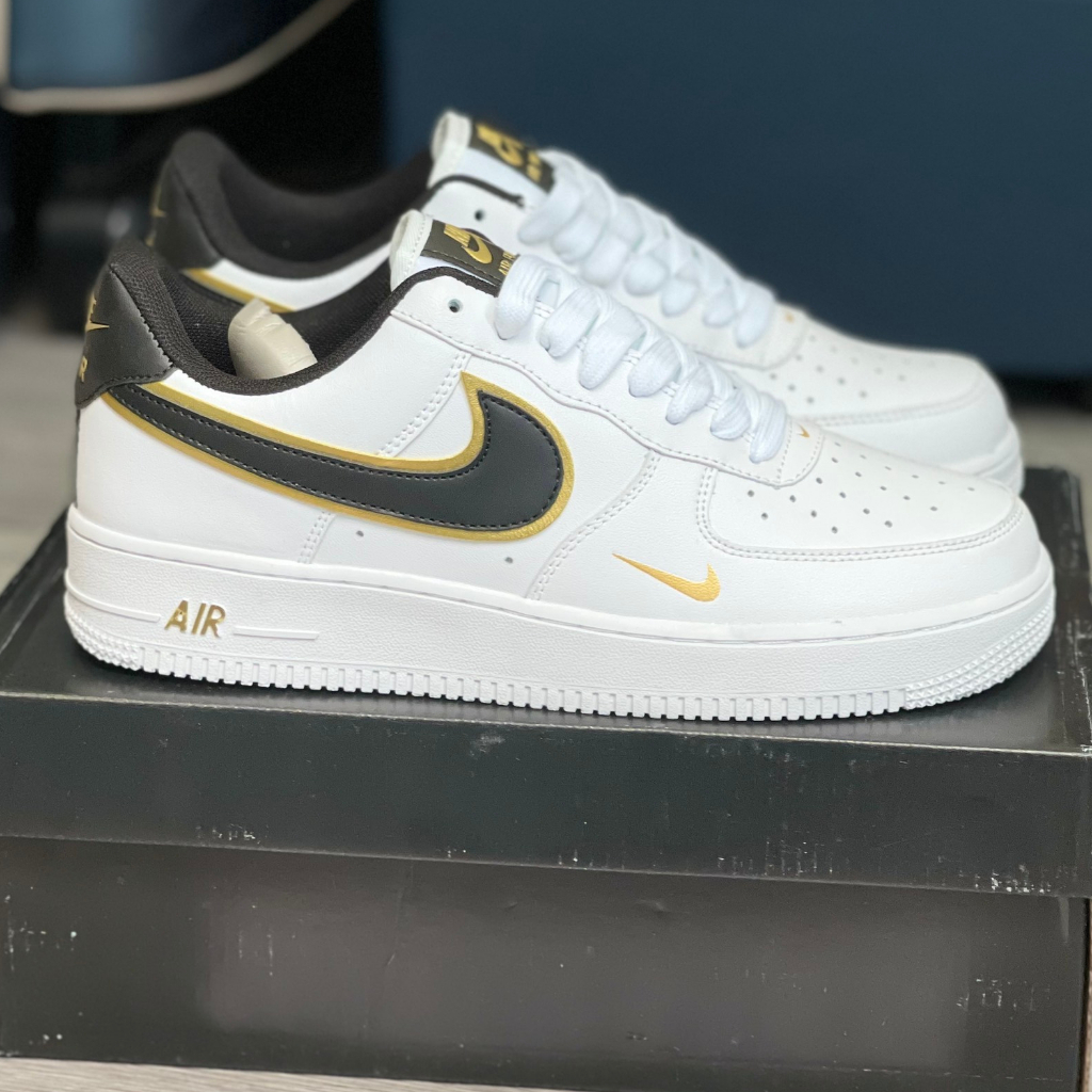 Giày_Nike Air Force 1 vệt đen viền vàng, giày Af1 White Black bản chuẩn đế Air nam nữ full phụ kiện | BigBuy360 - bigbuy360.vn