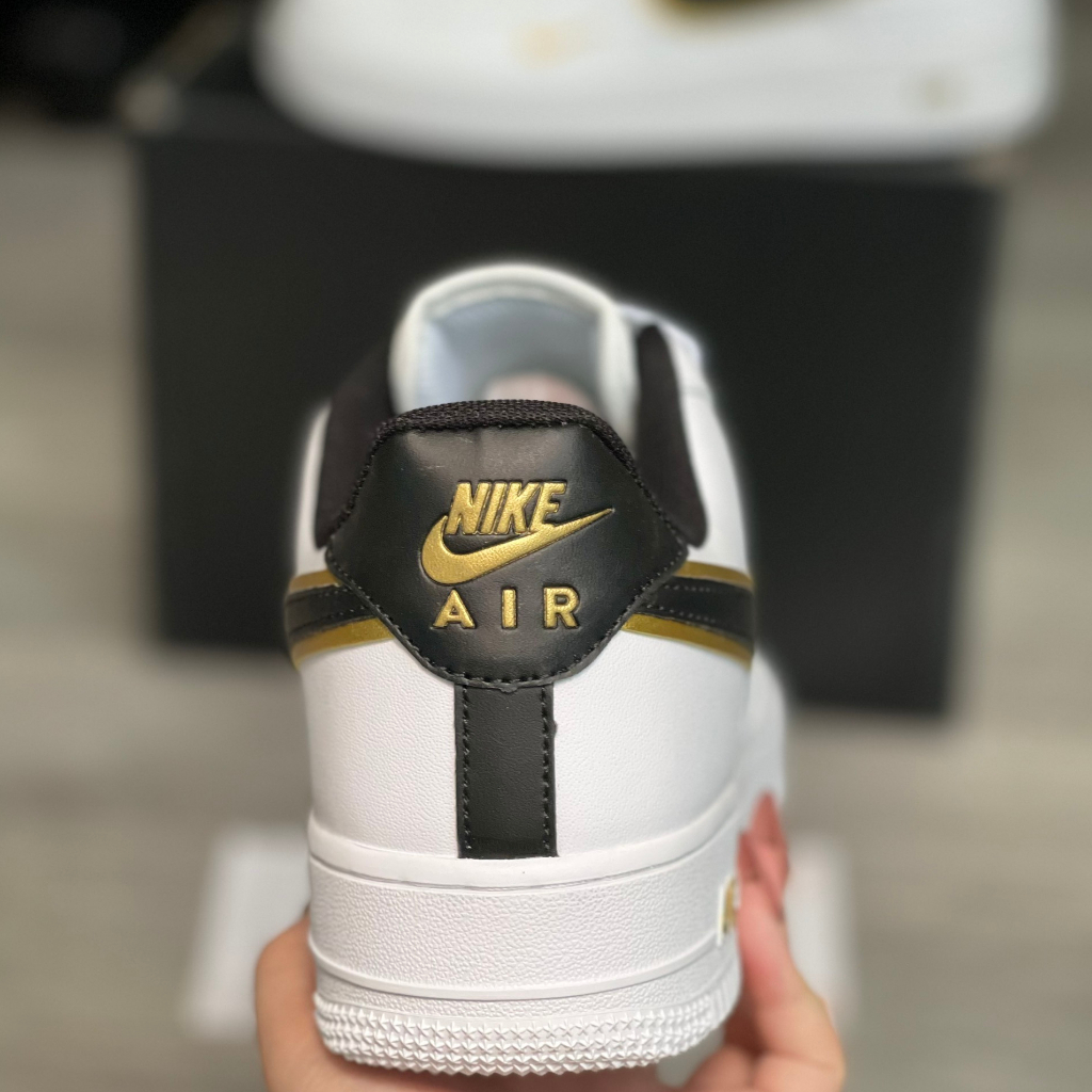 Giày_Nike Air Force 1 vệt đen viền vàng, giày Af1 White Black bản chuẩn đế Air nam nữ full phụ kiện | BigBuy360 - bigbuy360.vn