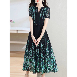 Đầm maxi họa tiết kèm belt xinh xắn. Nhập QC