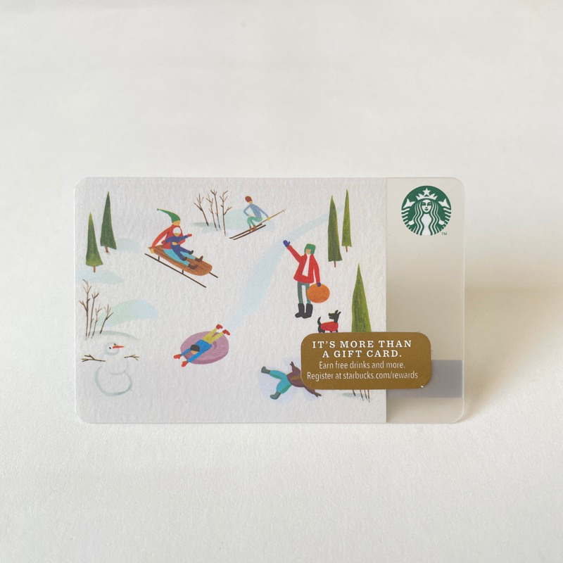 2333 THẺ STARBUCKS NHỰA US WINTER FUN SNOW SKI SLED, thẻ có trầy (thẻ đã sử dụng, dùng để sưu tầm)