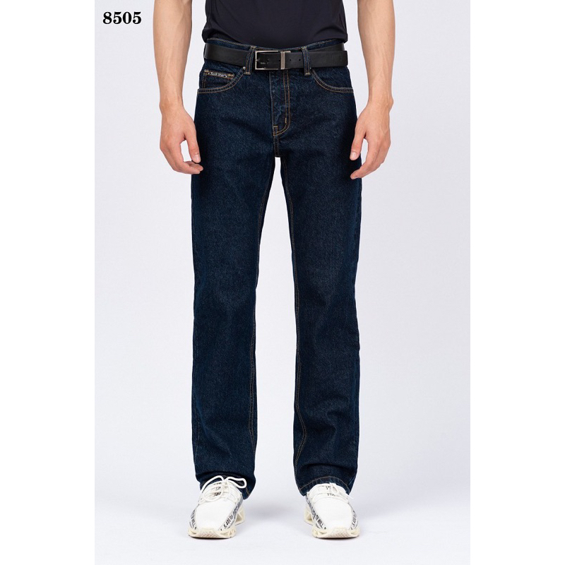 Quần Jeans Strainght Trouser Dark logo thêu | ROCK STAR [ Mã 8505]