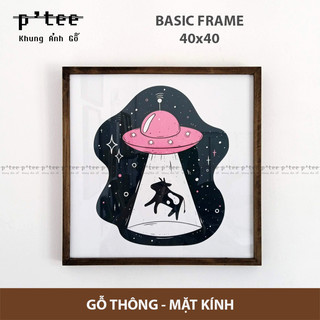 Khung Ảnh Gỗ Basic 40x40 Stain Nâu - Khung Hình Gỗ Thông Mặt Kính Trang Trí Treo Tường Để Bàn - Wood Frame by P'Tee