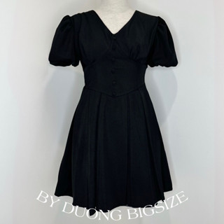  Váy tay bồng cổ V xếp ly BIGSIZE 55-80KG QV02 -  BY DUONG BIGSIZE  