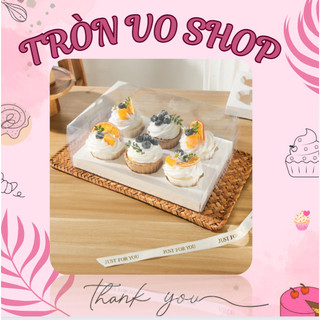 Hộp đựng bánh cupcake trong đế trắng - 6 ô bánh