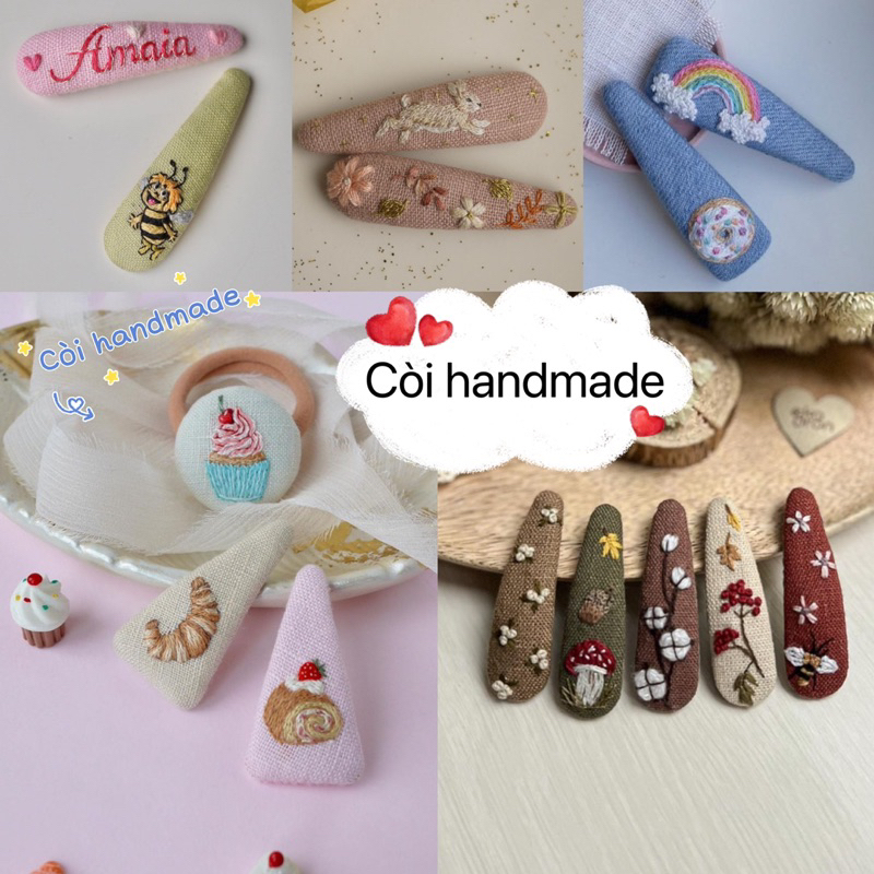 Cặp tóc thêu tay handmade