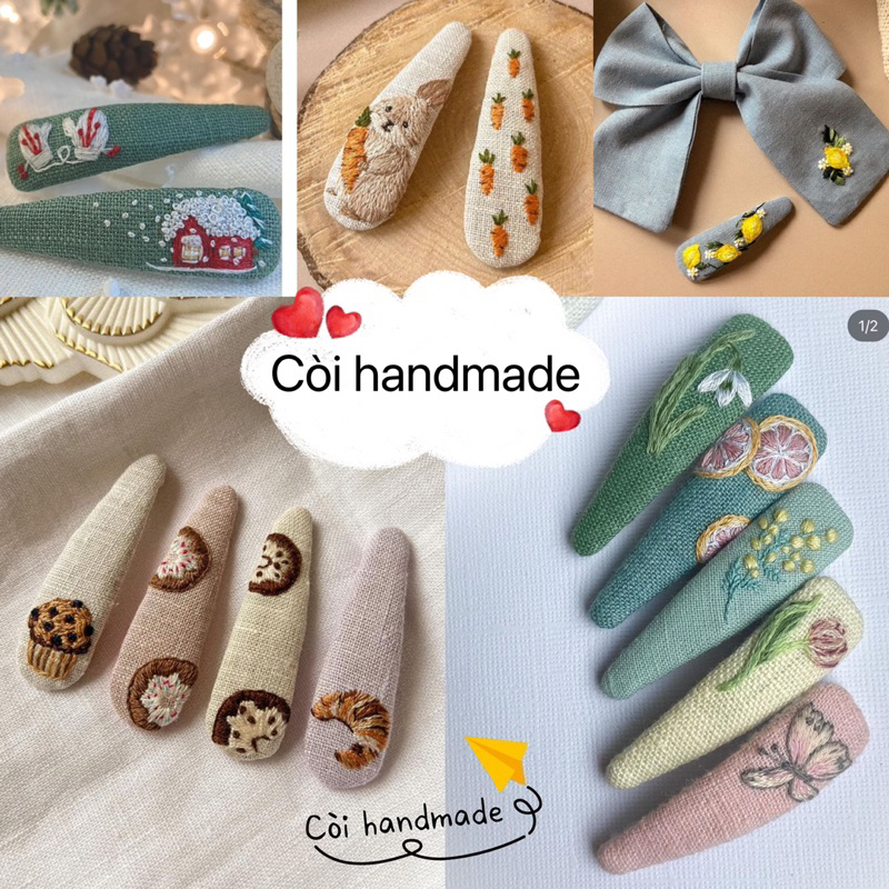 Cặp tóc thêu tay handmade