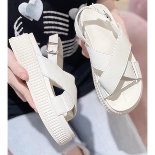 Dép sandal quai chéo da mềm đế xuồng bánh mì QC fullbox