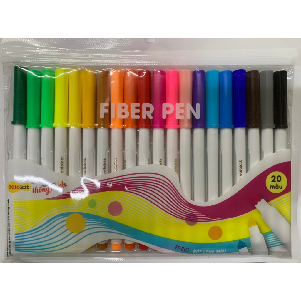 Bút lông 20 màu Pastel Washable Fiber Pen Thiên Long Colokit SWM-C008 - Bút lông màu rửa được