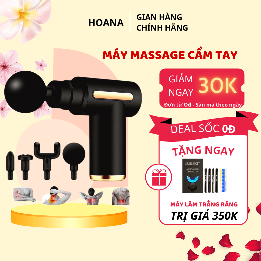 Máy massage cầm tay mini, Súng massage cầm tay mini toàn thân 6 cấp độ chuyên sâu đa năng, trị đau giãn cơ