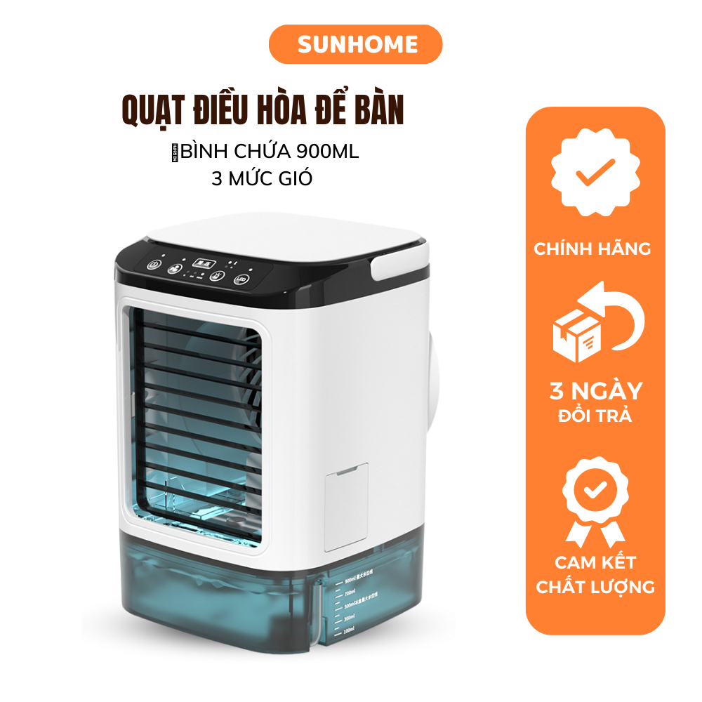 Quạt điều hòa hơi nước kết hợp máy lạnh mini dung tích 900ml để bàn với 3 tốc độ gió thổi phun sương kép tiết kiệm điện