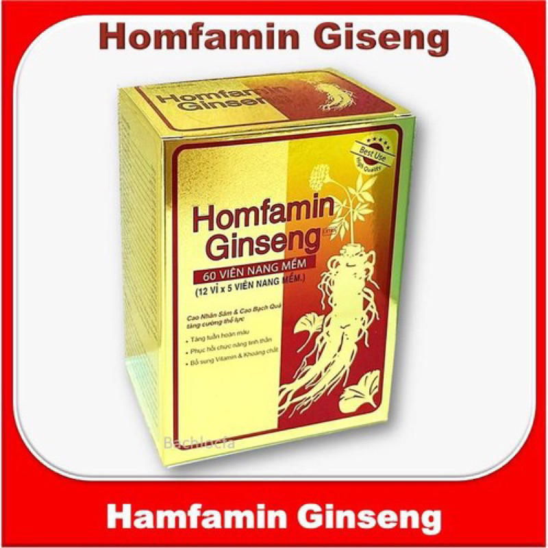 Homfamin Ginseng Tăng Cường Bồi Bổ Sức Khỏe Nguyên Liệu Nhập Khẩu Mỹ Hộp 60 Viên