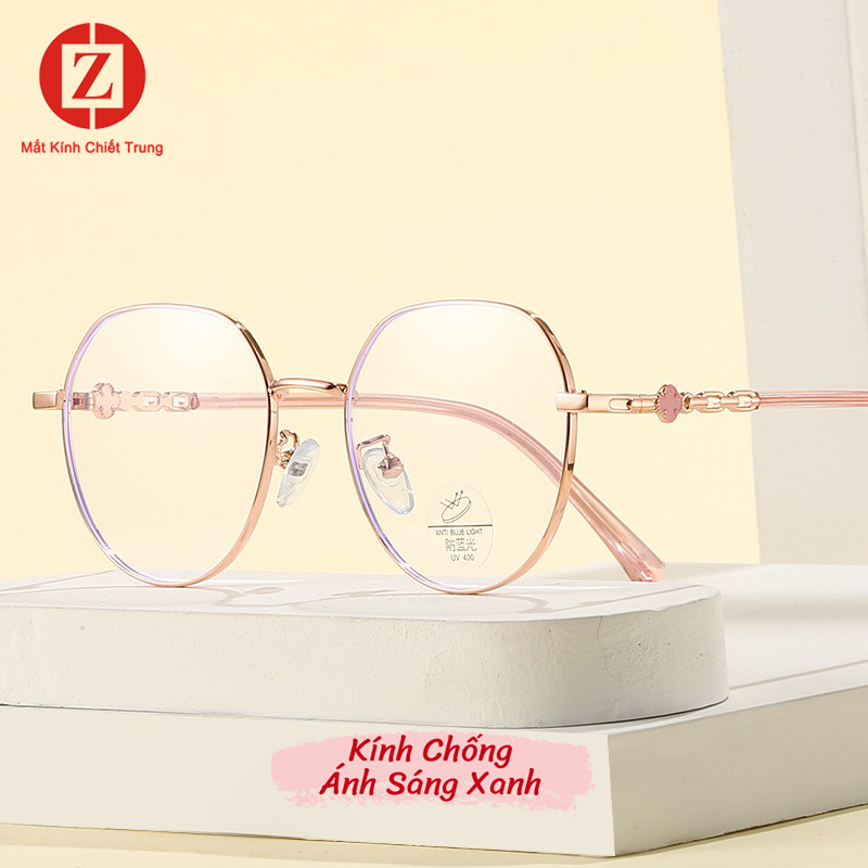 Gọng kính cận 0 độ có thể thay tròng, thiết kế êm ái không đau tai viền hợp kim cao cấp form tròn mã H5059
