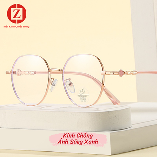 Gọng kính cận 0 độ có thể thay tròng,  thiết kế êm ái không đau tai viền hợp kim cao cấp form tròn mã H5059
