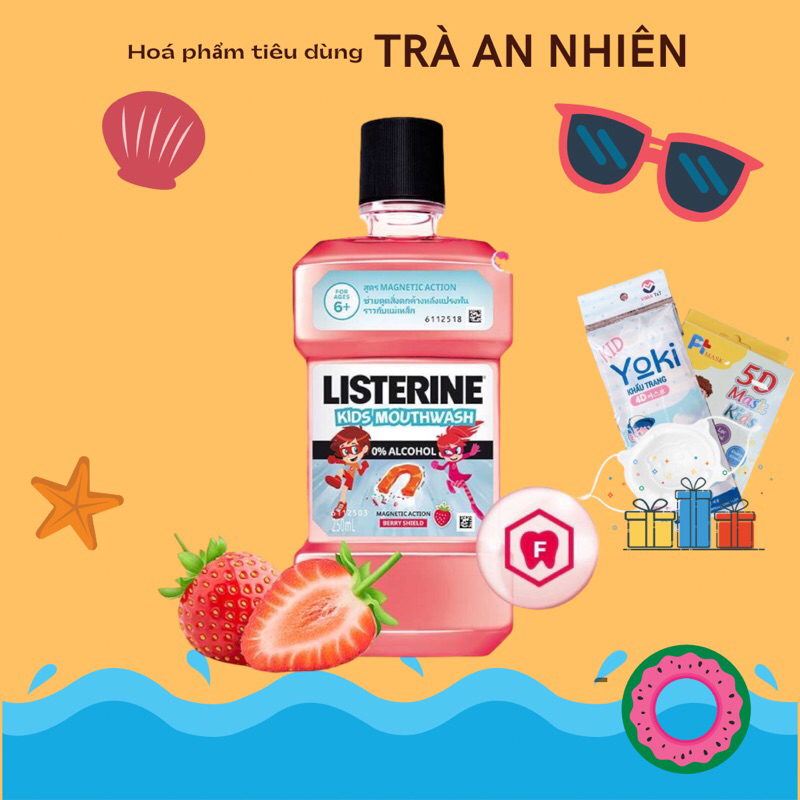 Nước súc miệng Listerine Kids dành riêng cho trẻ trên 6 tuổi chai 250ml